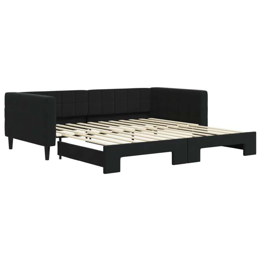 Lit de jour avec gigogne sans matelas noir 100x200 cm - 2