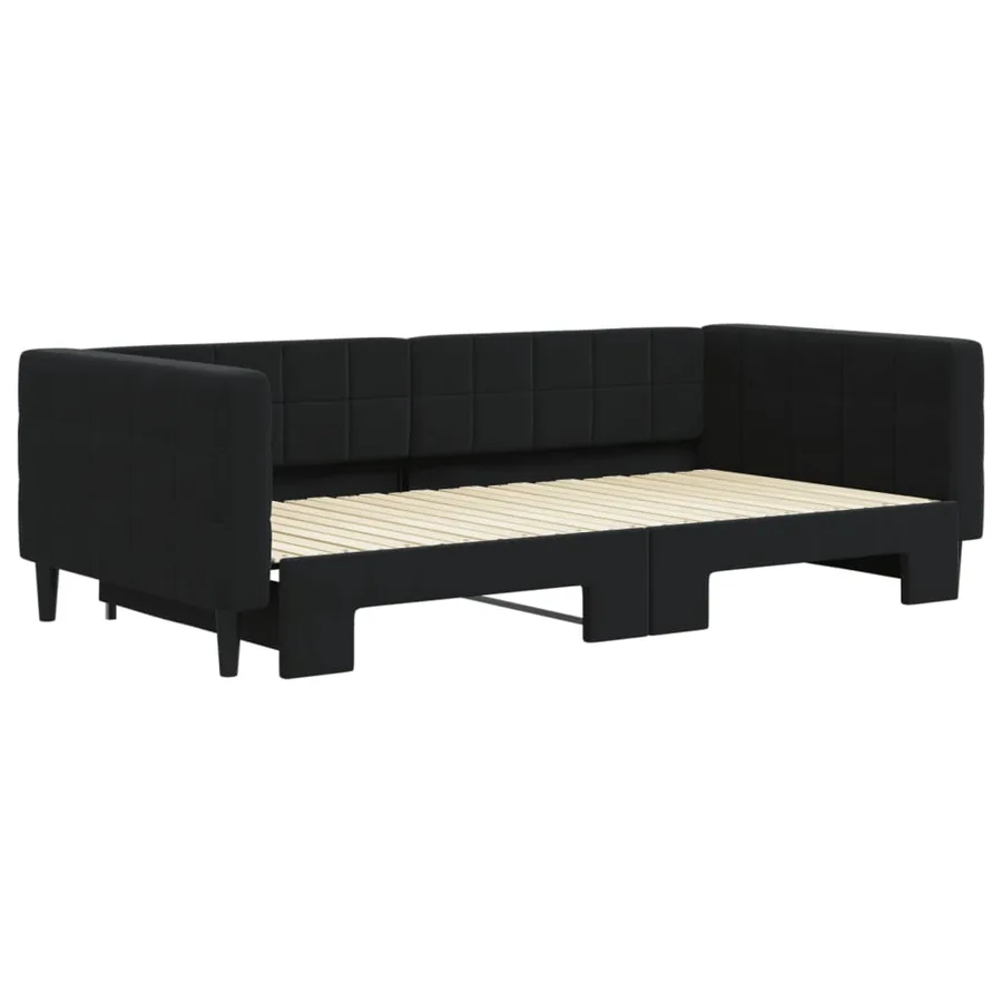 Lit de jour avec gigogne sans matelas noir 100x200 cm - 3