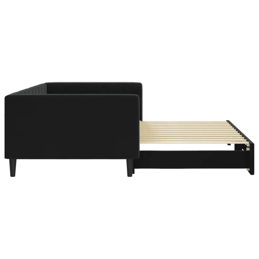 Lit de jour avec gigogne sans matelas noir 100x200 cm - 4