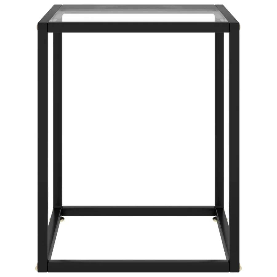 Table basse Noir avec verre trempé 40x40x50 cm - 2