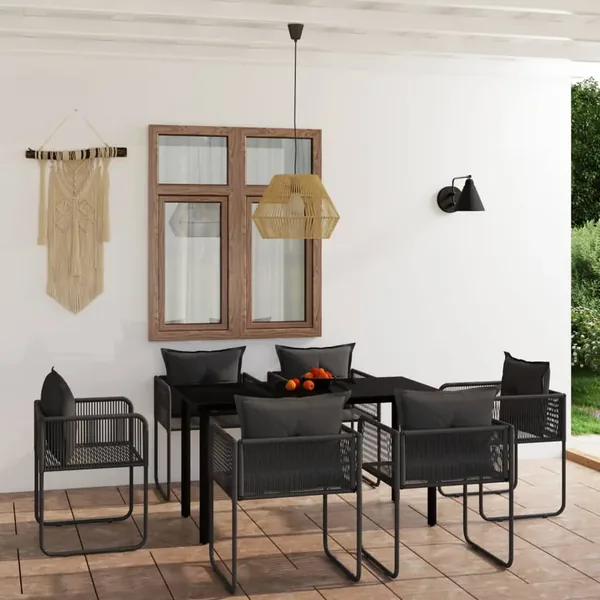 Ensemble à manger de jardin 7 pcs Noir