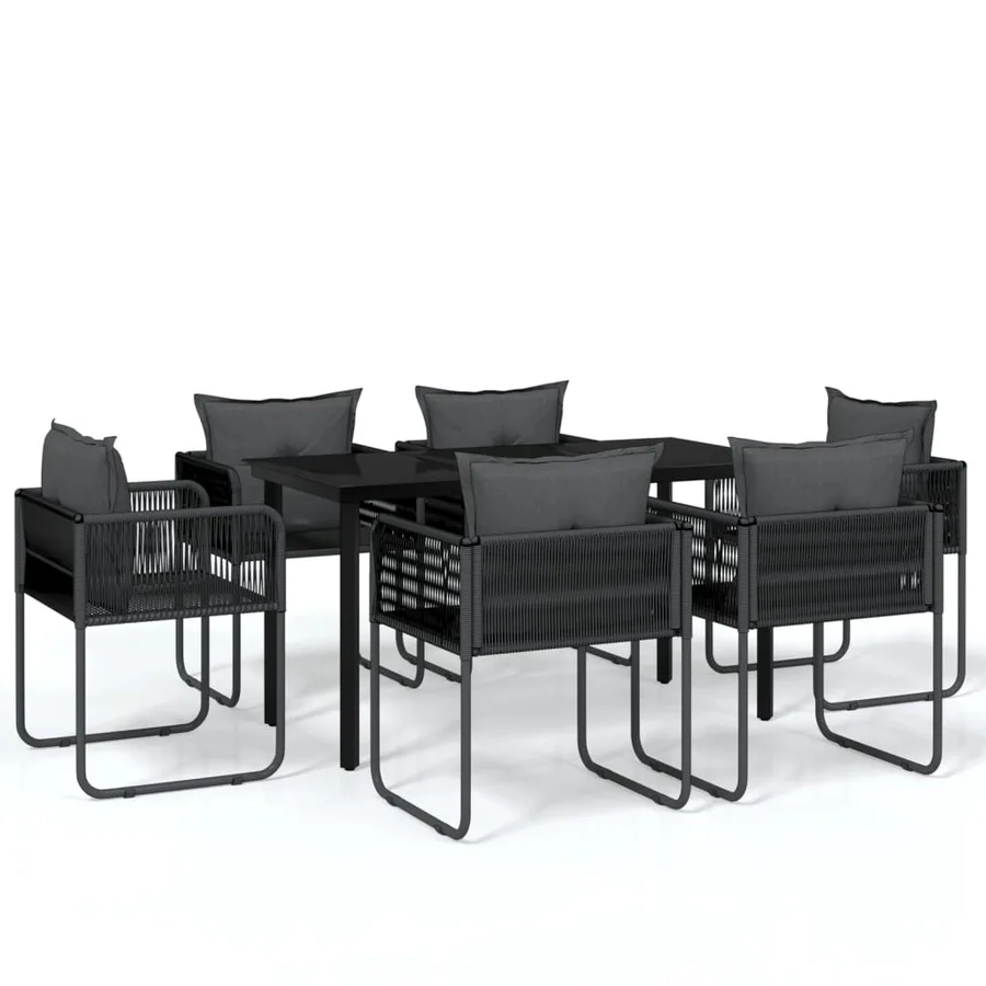 Ensemble à manger de jardin 7 pcs Noir - 2