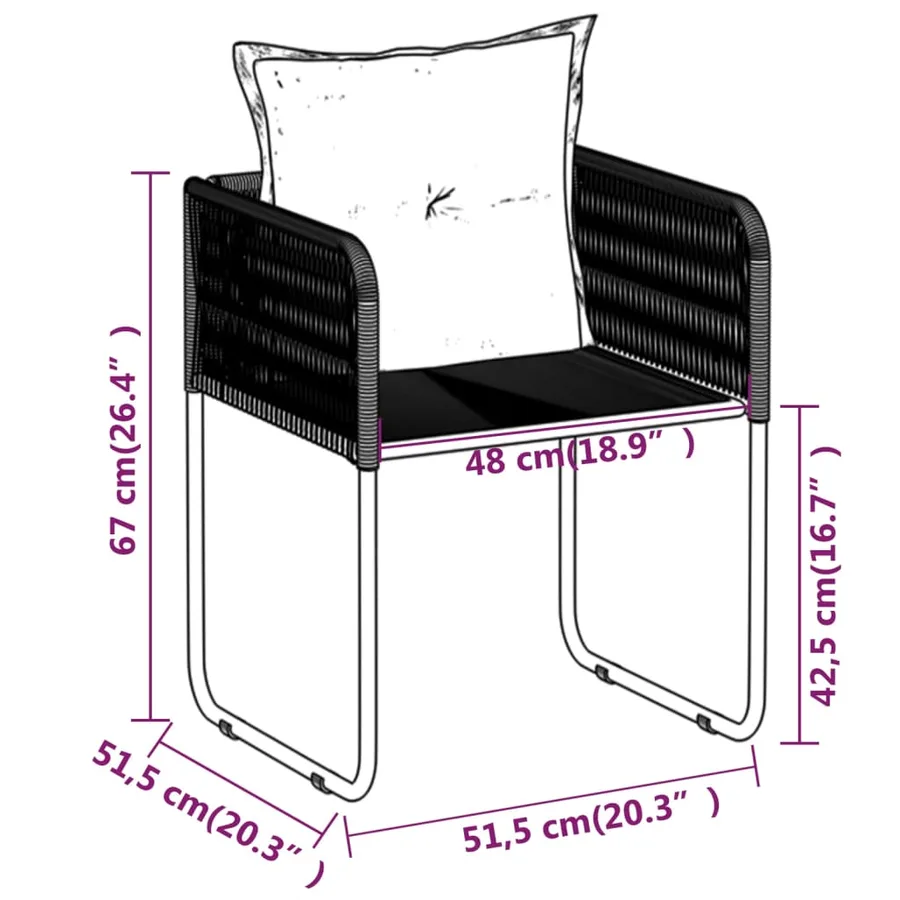 Ensemble à manger de jardin 7 pcs Noir - 8