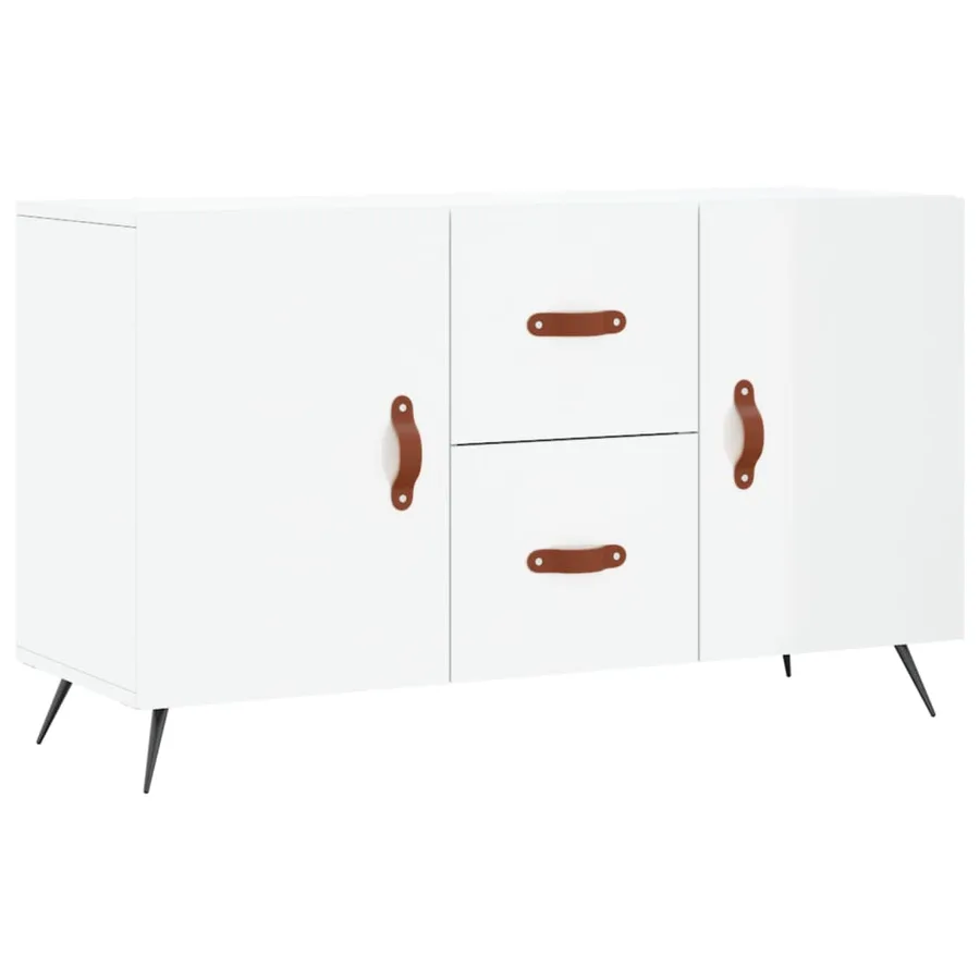 Buffet blanc brillant 100x36x60 cm bois d'ingénierie - 2