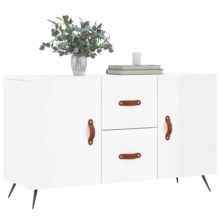 Buffet blanc brillant 100x36x60 cm bois d'ingénierie - 3