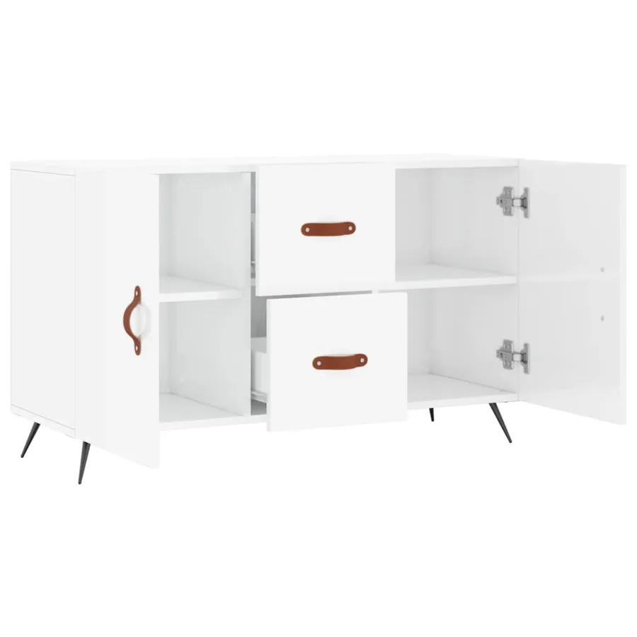 Buffet blanc brillant 100x36x60 cm bois d'ingénierie - 5
