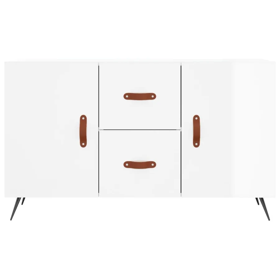 Buffet blanc brillant 100x36x60 cm bois d'ingénierie - 6