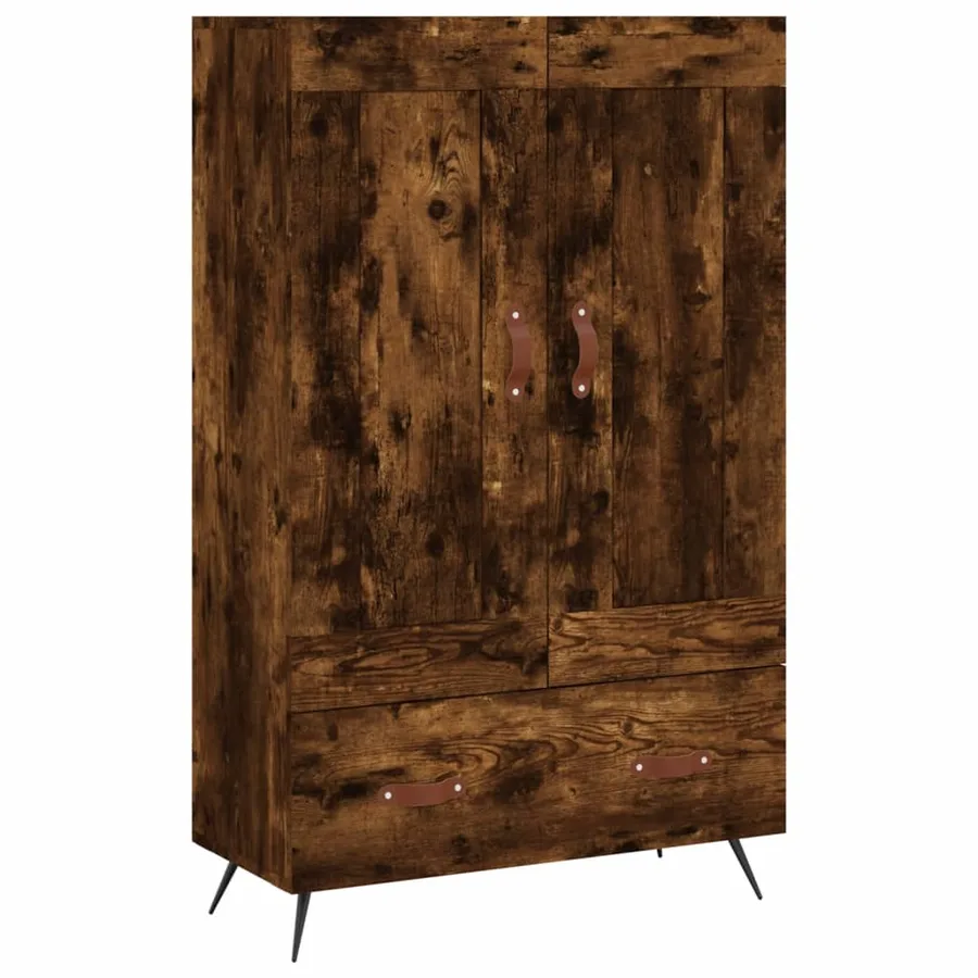 Buffet haut chêne fumé 69,5x31x115 cm bois d'ingénierie - 2
