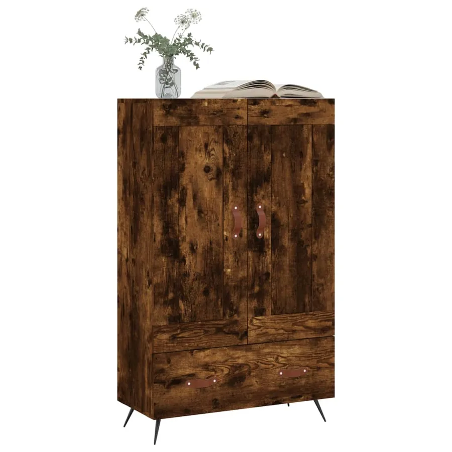 Buffet haut chêne fumé 69,5x31x115 cm bois d'ingénierie - 3