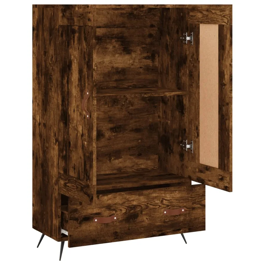 Buffet haut chêne fumé 69,5x31x115 cm bois d'ingénierie - 6