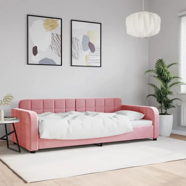 Lit de repos sans matelas rose 90x200 cm velours