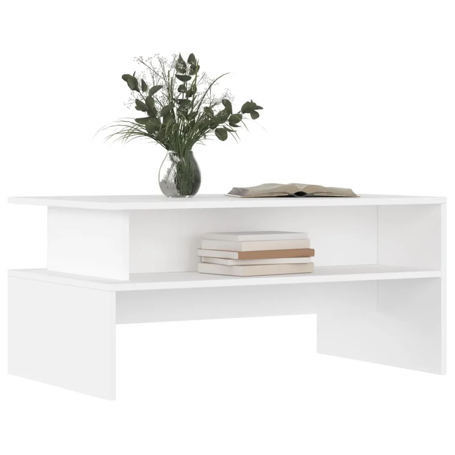 Table basse blanc 90x55x42,5 cm bois d'ingénierie - 3
