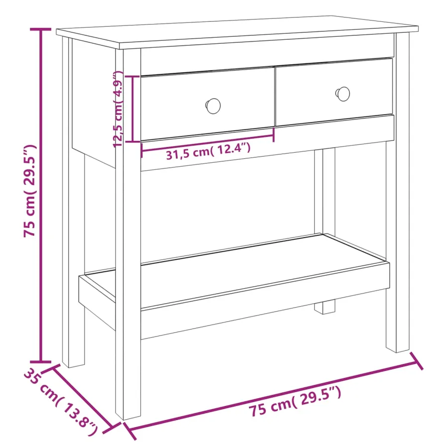 Table console 75x35x75 cm Bois massif de pin - 8