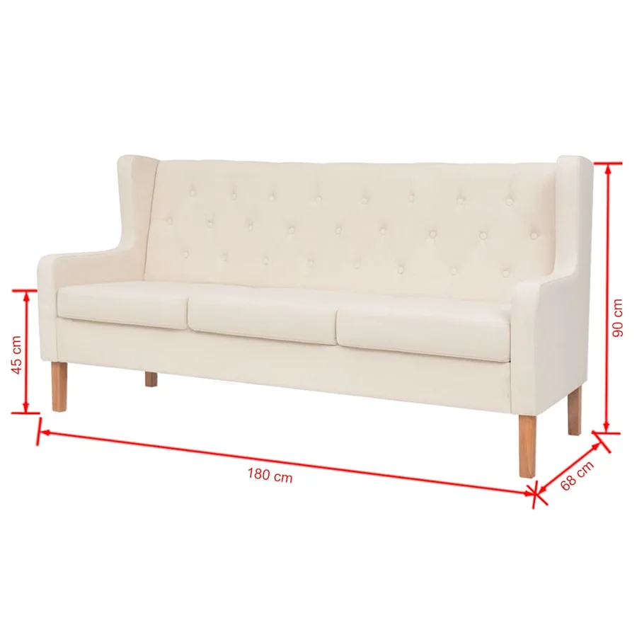 Ensemble de canapés 2 pcs tissu blanc crème - 11