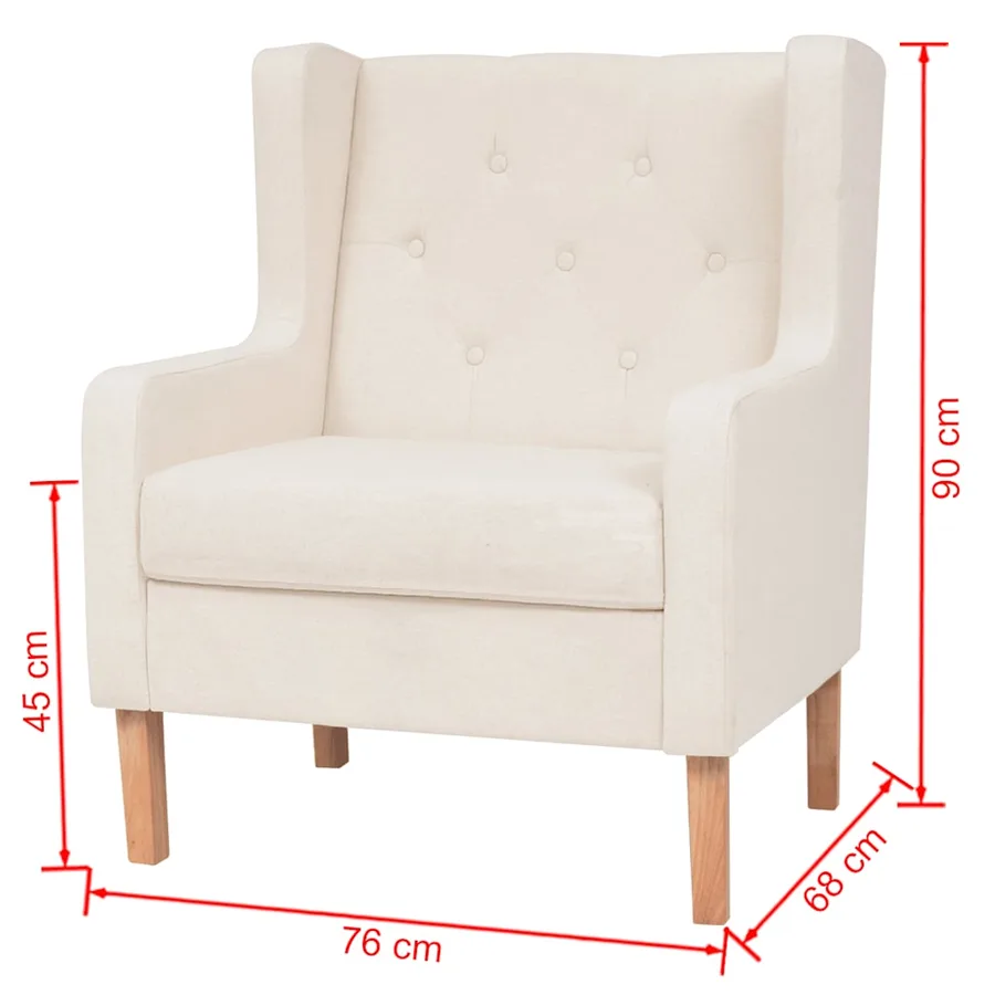 Ensemble de canapés 2 pcs tissu blanc crème - 12