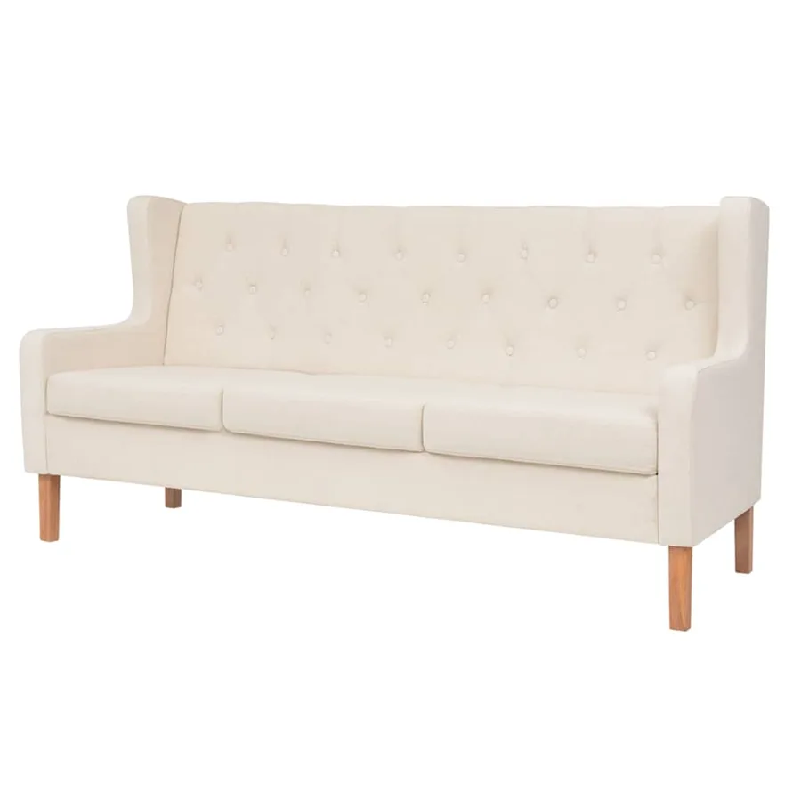Ensemble de canapés 2 pcs tissu blanc crème - 2