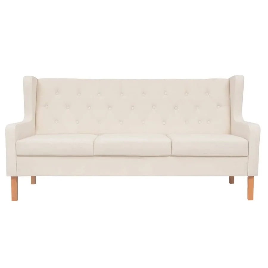 Ensemble de canapés 2 pcs tissu blanc crème - 3