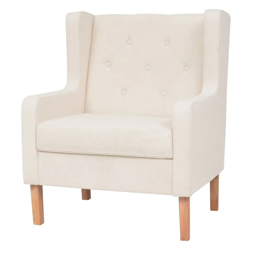 Ensemble de canapés 2 pcs tissu blanc crème - 5
