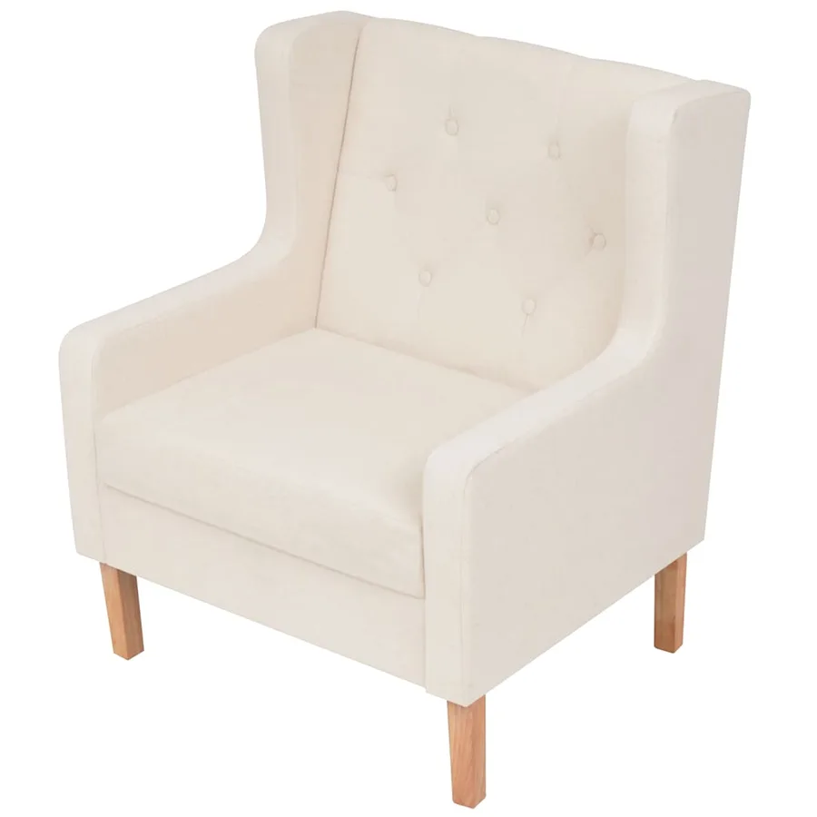 Ensemble de canapés 2 pcs tissu blanc crème - 6