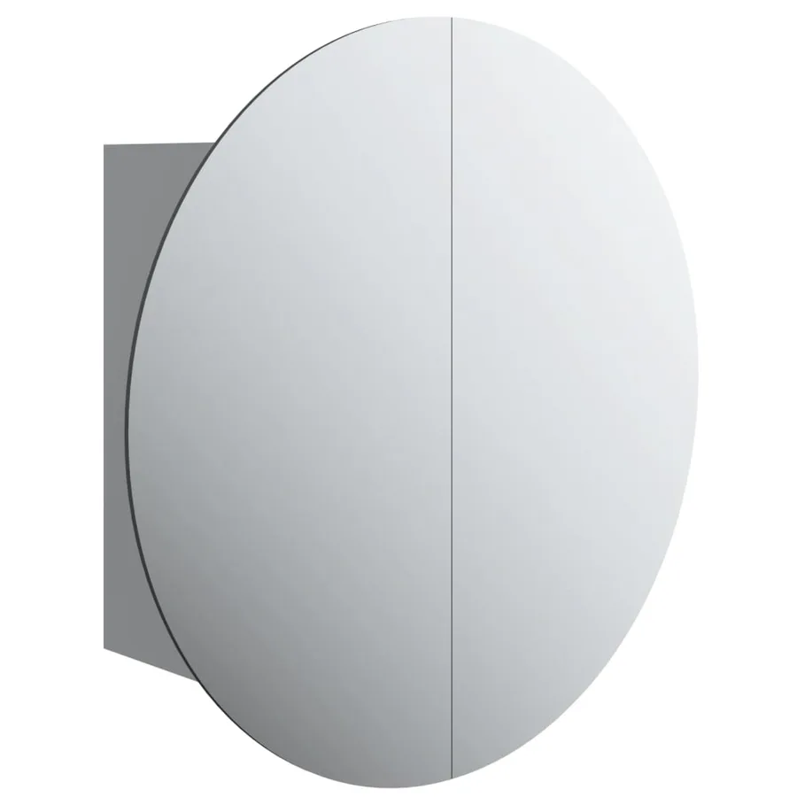 Armoire de salle de bain miroir rond et LED Gris 40x40x17,5 cm - 2