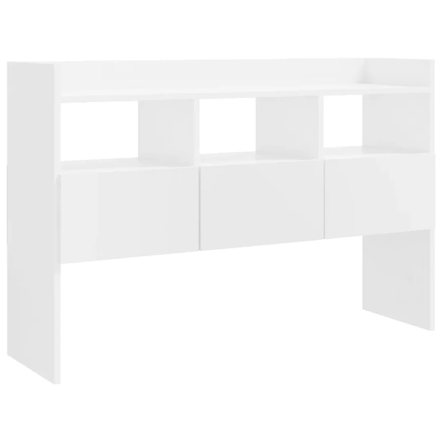 Buffet Blanc brillant 105x30x70 cm Bois d’ingénierie - 2