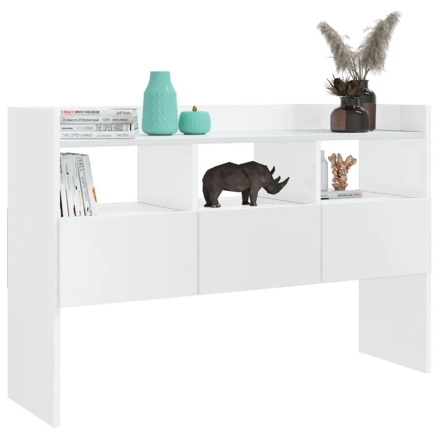 Buffet Blanc brillant 105x30x70 cm Bois d’ingénierie - 4