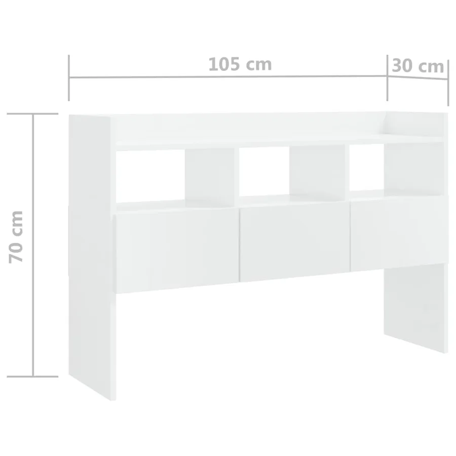 Buffet Blanc brillant 105x30x70 cm Bois d’ingénierie - 8