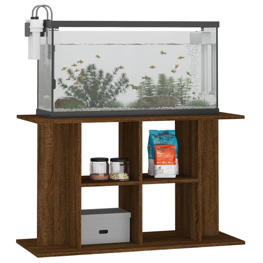 Support d'aquarium chêne marron 100x40x60 cm bois d'ingénierie - 3