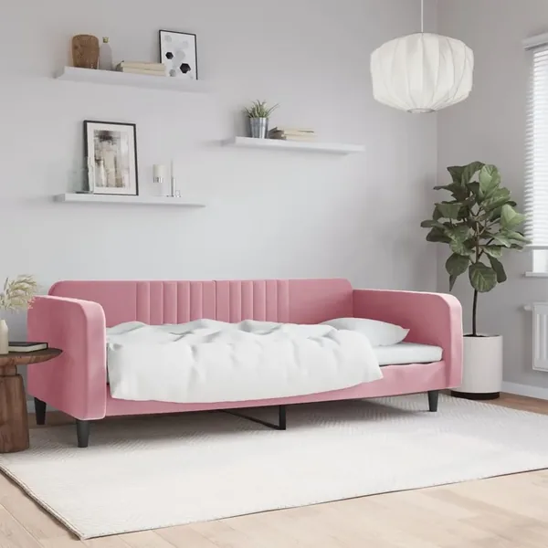 Lit de repos sans matelas rose 90x200 cm velours