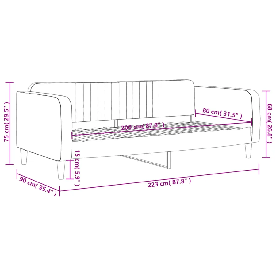 Lit de repos sans matelas rose 80x200 cm velours - 8