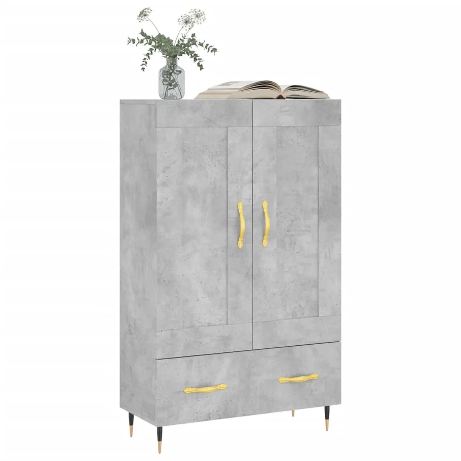 Buffet haut gris béton 69,5x31x115 cm bois d'ingénierie - 3