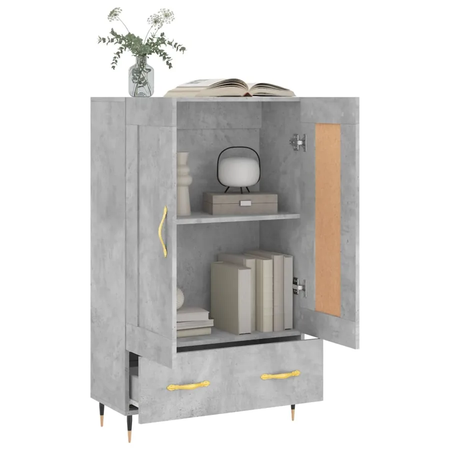 Buffet haut gris béton 69,5x31x115 cm bois d'ingénierie - 4