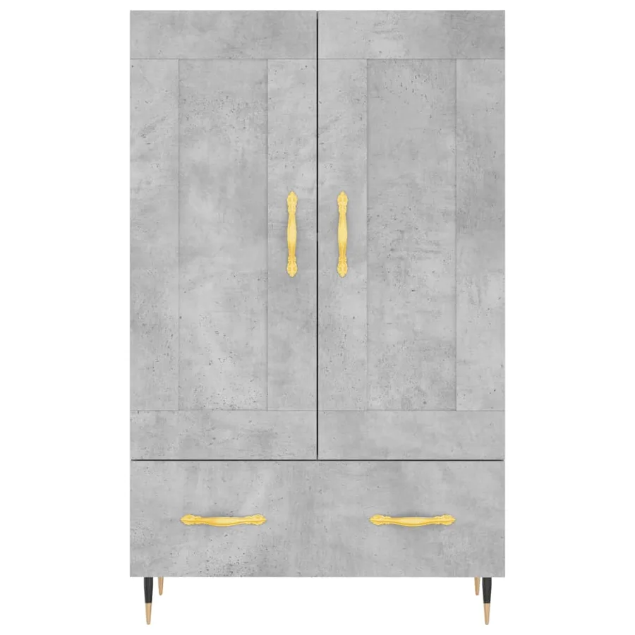 Buffet haut gris béton 69,5x31x115 cm bois d'ingénierie - 5