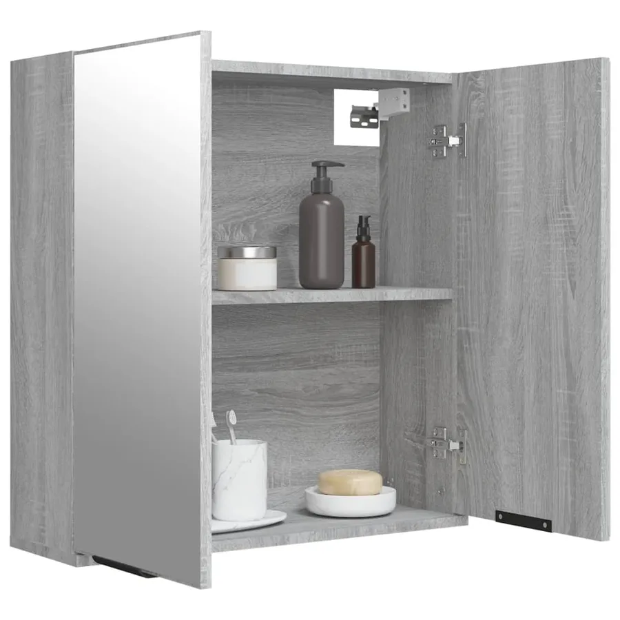 Armoire à miroir de salle de bain Sonoma gris 64x20x67 cm - 5