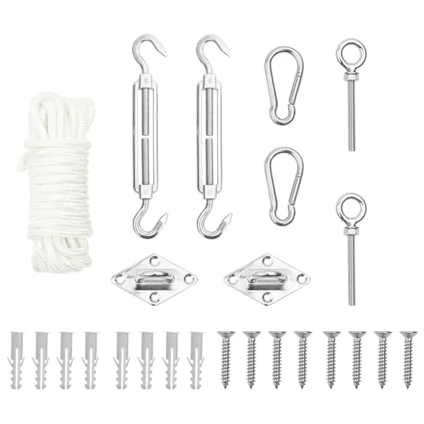 Jeu d'accessoires de voile d'ombrage 9 pcs Acier inoxydable
