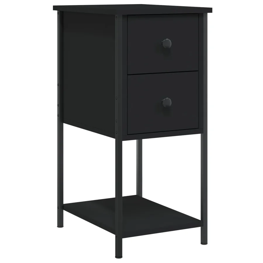 Tables de chevet 2 pcs noir 32x42x70 cm bois d'ingénierie - 3