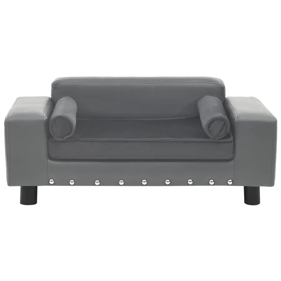Canapé pour chien Gris 81x43x31 cm Peluche et similicuir - 2