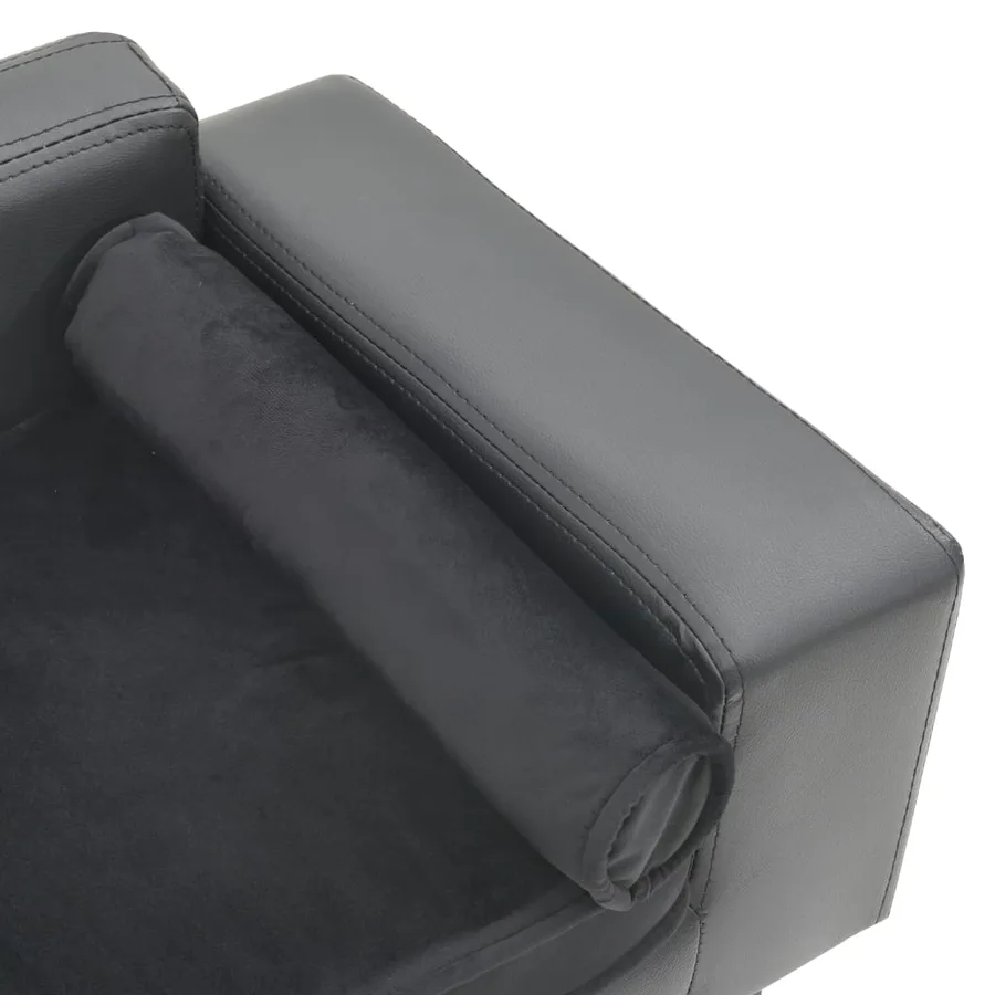 Canapé pour chien Gris 81x43x31 cm Peluche et similicuir - 5