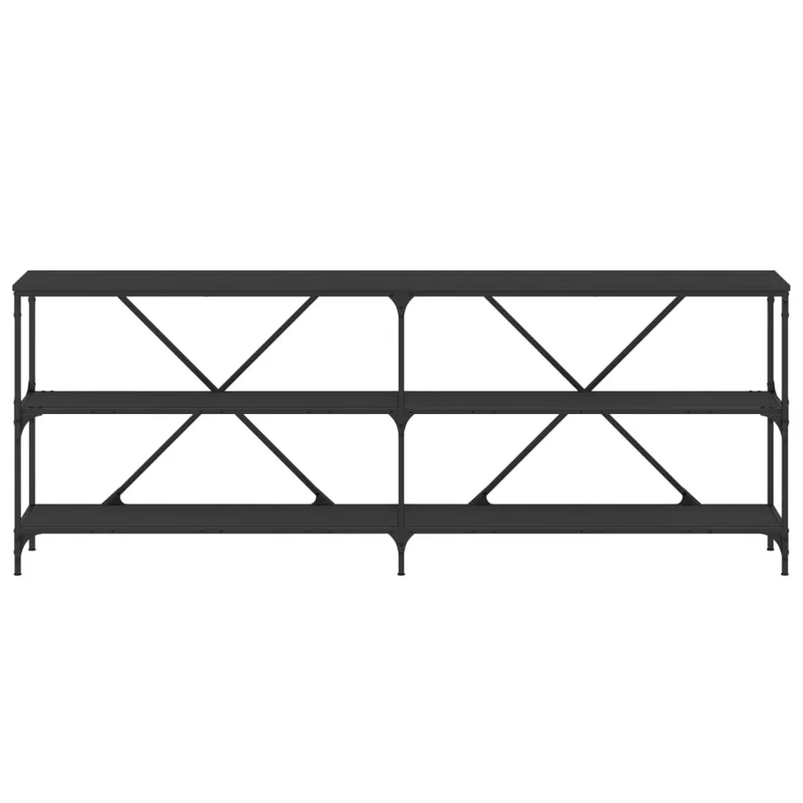 Table console noir 200x30x75 cm bois d'ingénierie et fer - 4
