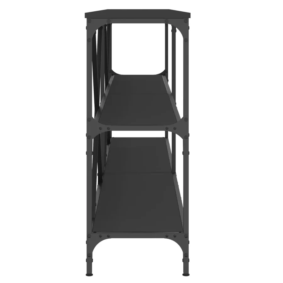 Table console noir 200x30x75 cm bois d'ingénierie et fer - 5