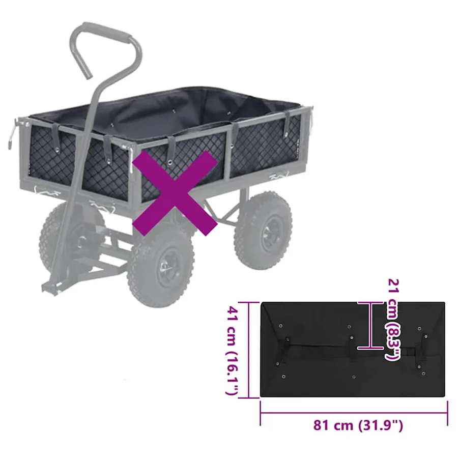 Bâche de chariot de jardin Noir 81x41x21 cm Tissu - 3