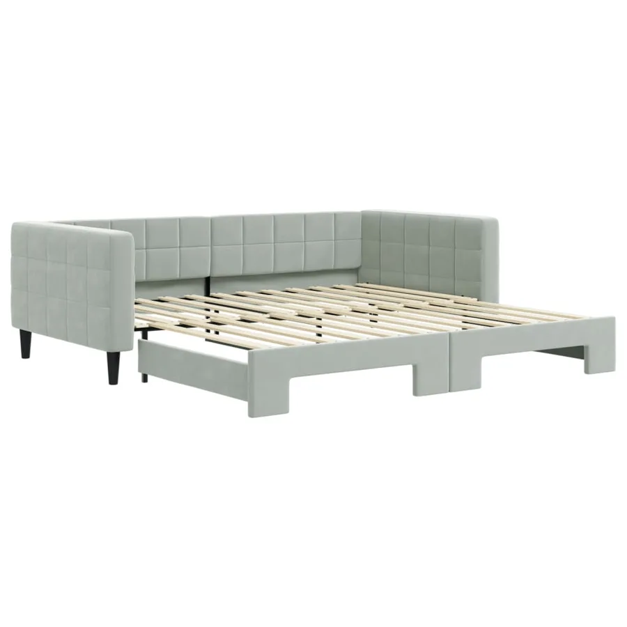Lit de jour avec gigogne sans matelas gris clair 100x200 cm - 2