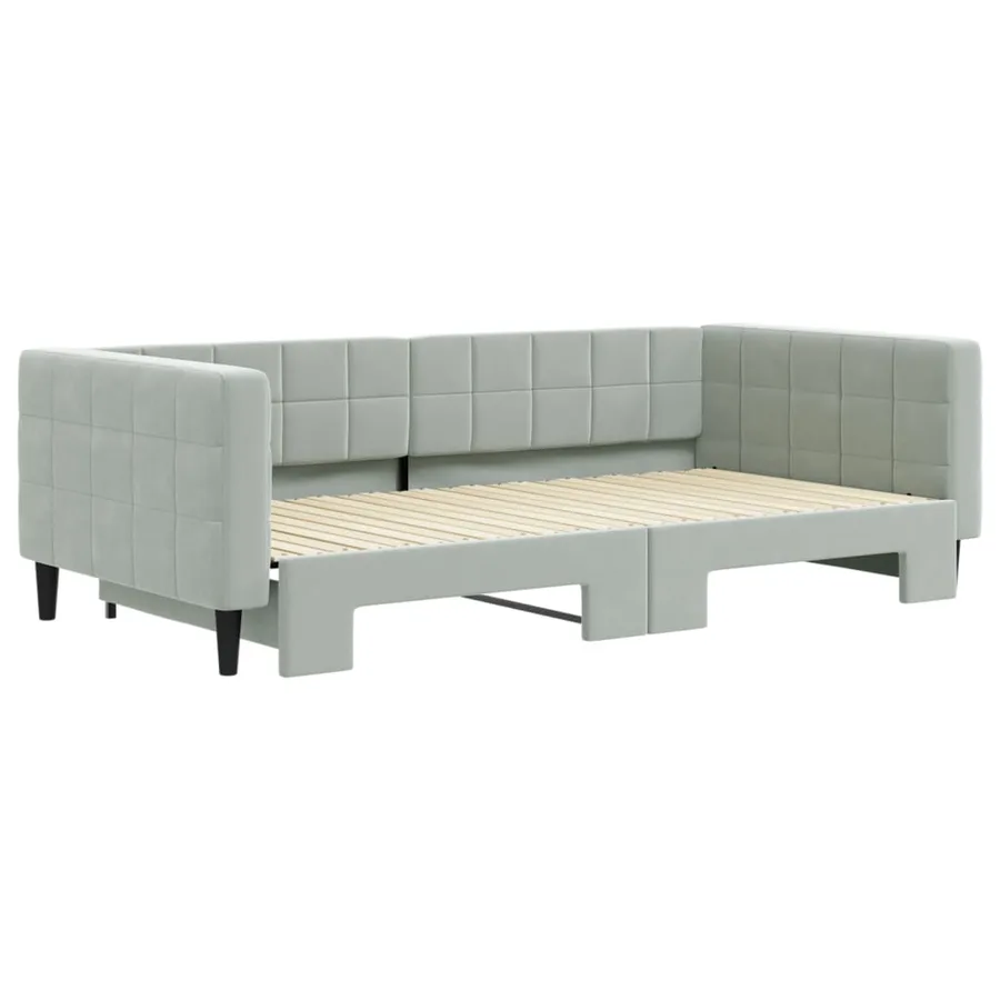 Lit de jour avec gigogne sans matelas gris clair 100x200 cm - 3