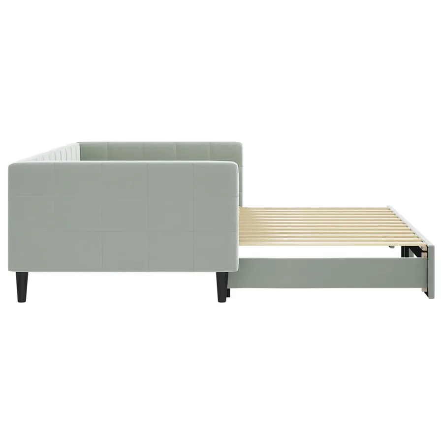 Lit de jour avec gigogne sans matelas gris clair 100x200 cm - 4