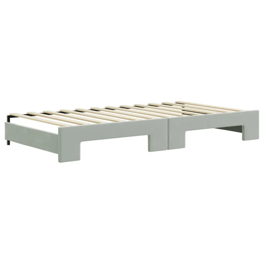 Lit de jour avec gigogne sans matelas gris clair 100x200 cm - 8
