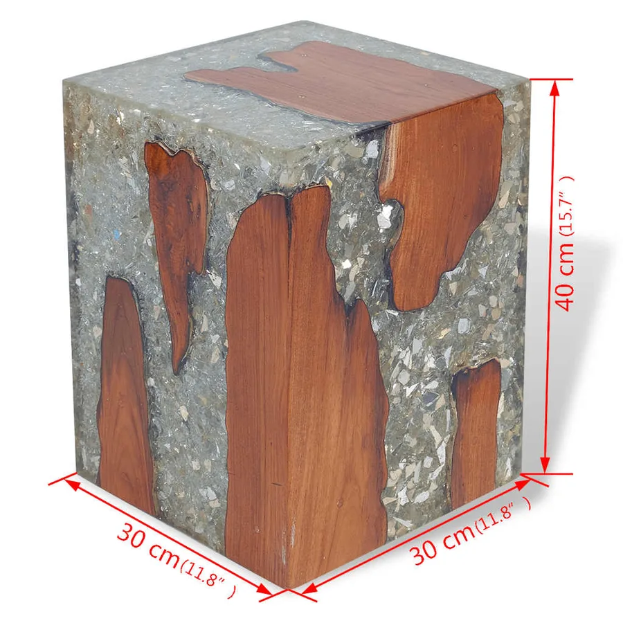 Tabouret Bois de teck massif et résine - 14
