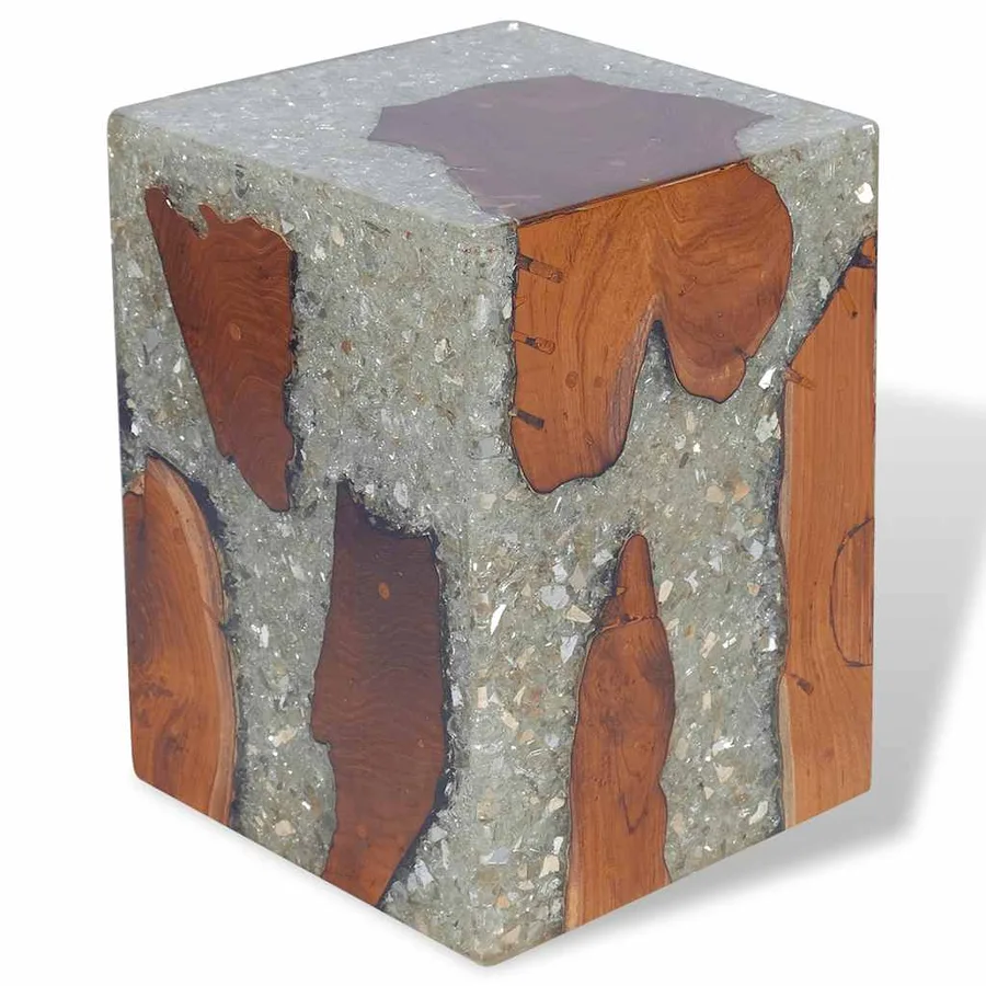 Tabouret Bois de teck massif et résine - 6
