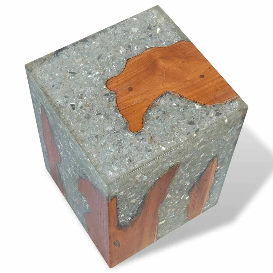 Tabouret Bois de teck massif et résine - 8