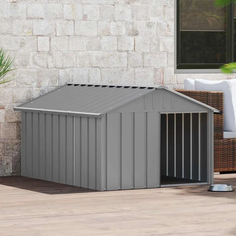 Niche pour chien Gris 116,5x153x81,5 cm Acier galvanisé - 3