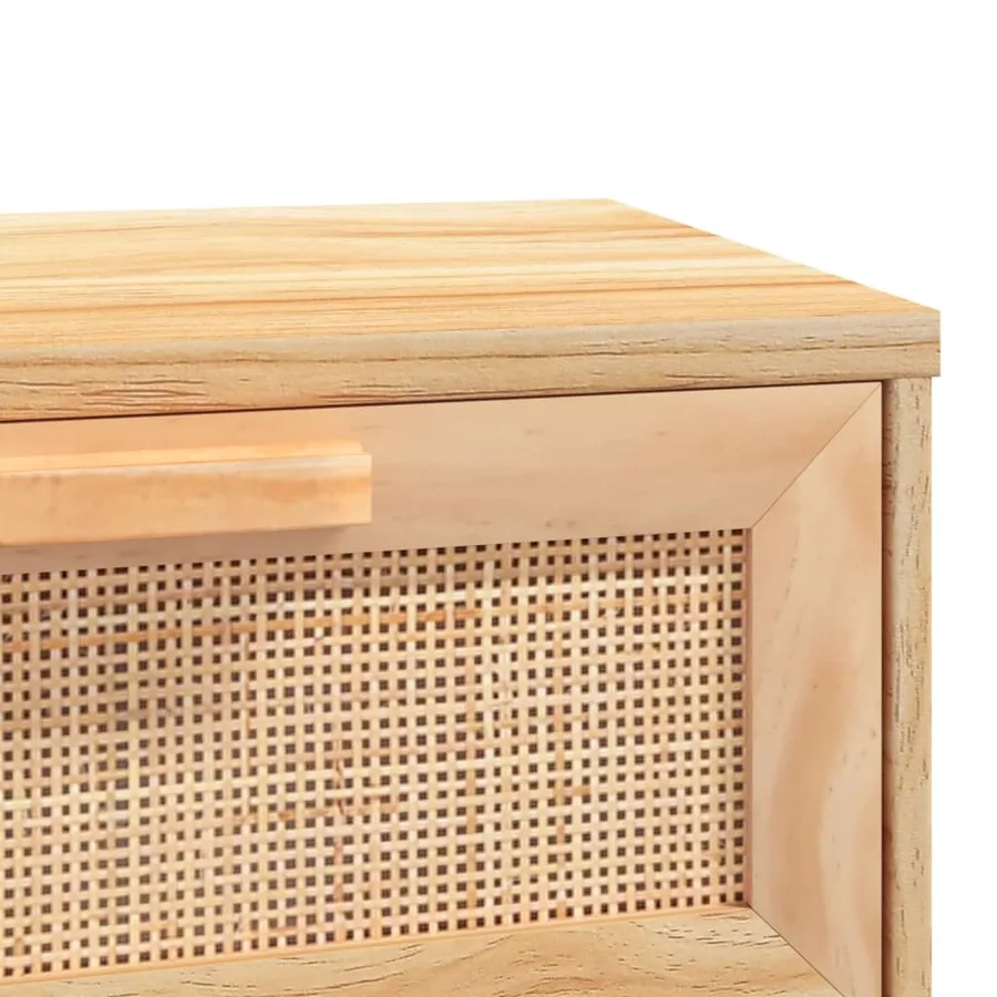 Table console Marron 80x30x75 cm Bois massif pin /rotin naturel - 6